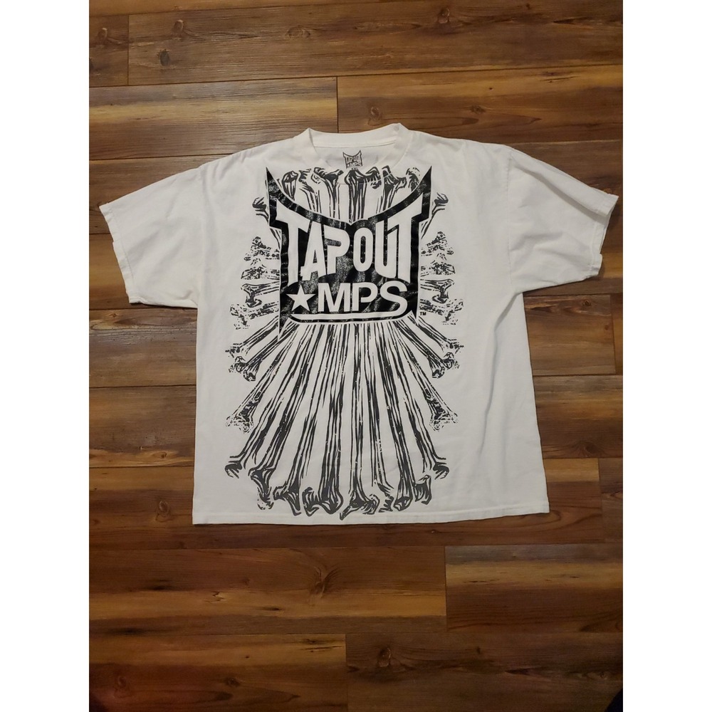 Vintage Y2K Tapout MPS Mens Sz 2XL Shirt - White MMA Grunge Goth MMA AOP XXL